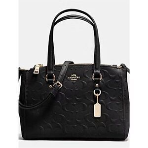 Rare~ Coach STANTON CARRYALL 26 IN SIGNATURE EMBOSSED Black LEATHER